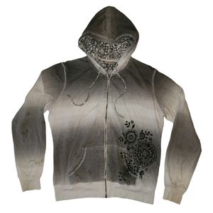 L.A. Blues Gray & Black Floral Zip Up Sweatshirt Hoodie